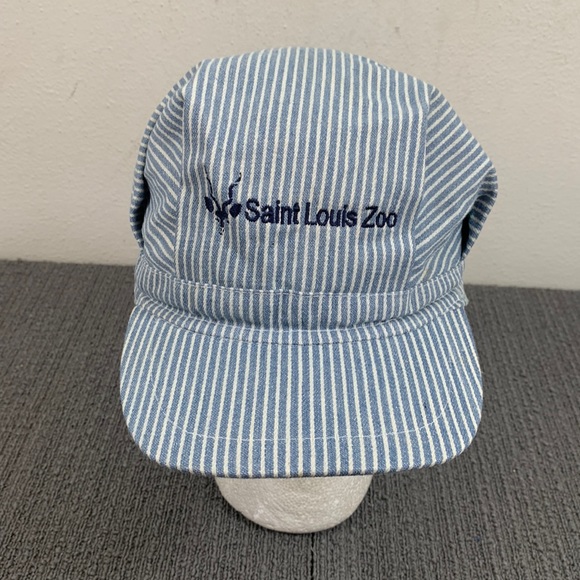 Saint Louis Zoo Engineer Train Conductor Cap Youth 59cm Hickory Stripe Snapback - Picture 1 of 17